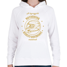 PRINTFASHION A legnagyobb motorosok - Harley-Davidson - Női kapucnis pulóver - Fehér női pulóver, kardigán