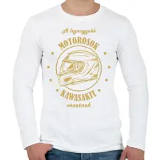 PRINTFASHION A legnagyobb motorosok - Kawasaki - Férfi hosszú ujjú póló - Fehér férfi póló