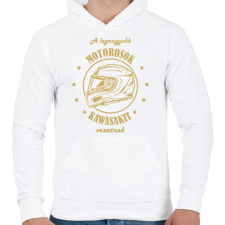 PRINTFASHION A legnagyobb motorosok - Kawasaki - Férfi kapucnis pulóver - Fehér férfi pulóver, kardigán
