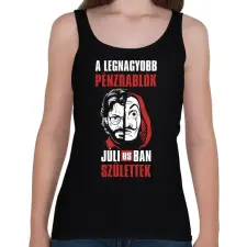 PRINTFASHION A legnagyobb pénzrablók júliusban születtek - Női atléta - Fekete női trikó
