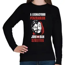 PRINTFASHION A legnagyobb pénzrablók júniusban születtek - Női pulóver - Fekete női pulóver, kardigán