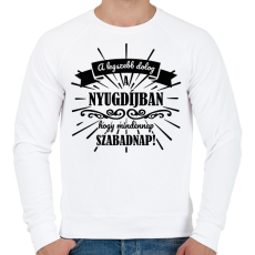 PRINTFASHION A legszebb dolog a nyugdíjban - fekete - Férfi pulóver - Fehér