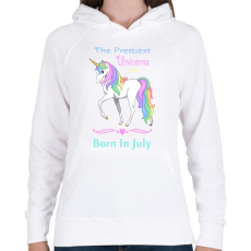 PRINTFASHION A legszebb egyszarvúak júniusban születnek - Női kapucnis pulóver - Fehér