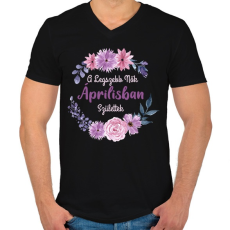 PRINTFASHION A legszebb nők áprilisban születtek - Férfi V-nyakú póló - Fekete