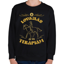 PRINTFASHION A lovaglás a terápiám - Gyerek pulóver - Fekete gyerek pulóver, kardigán