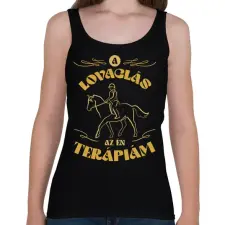 PRINTFASHION A lovaglás a terápiám - Női atléta - Fekete női trikó