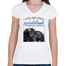 PRINTFASHION A lovak iránt érzet szeretetünk - Női V-nyakú póló - Fehér