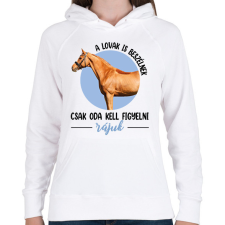 PRINTFASHION A lovak is beszélnek - Női kapucnis pulóver - Fehér női pulóver, kardigán