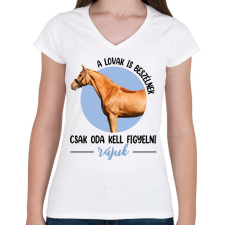 PRINTFASHION A lovak is beszélnek - Női V-nyakú póló - Fehér női póló