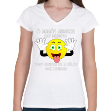 PRINTFASHION a mamám mindig - Női V-nyakú póló - Fehér női póló