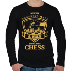 PRINTFASHION A man who loves chess - Férfi hosszú ujjú póló - Fekete