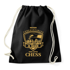 PRINTFASHION A man who loves chess - Sportzsák, Tornazsák - Fekete tornazsák