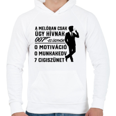 PRINTFASHION A melóban úgy hívnak 007-es ügynök - Férfi kapucnis pulóver - Fehér