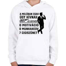 PRINTFASHION A melóban úgy hívnak 007-es ügynök - Gyerek kapucnis pulóver - Fehér