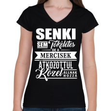 PRINTFASHION A mercisek tökéletesek! - Női V-nyakú póló - Fekete