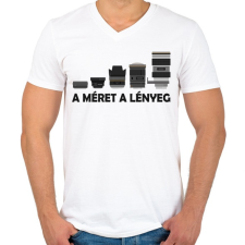 PRINTFASHION A méret a lényeg - Férfi V-nyakú póló - Fehér férfi póló
