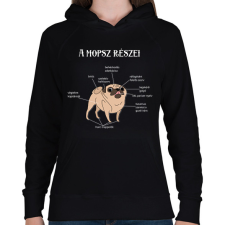 PRINTFASHION A mopsz részei - Női kapucnis pulóver - Fekete női pulóver, kardigán