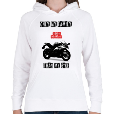 PRINTFASHION A motoromnál fontosabb - Női kapucnis pulóver - Fehér női pulóver, kardigán