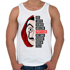 PRINTFASHION A nagy pénzrablás - La casa de papel - Férfi atléta - Fehér atléta, trikó