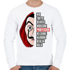 PRINTFASHION A nagy pénzrablás - La Casa de Papel - Money Heist - Férfi pulóver - Fehér férfi pulóver, kardigán