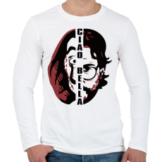 PRINTFASHION A Nagy Pénzrablás - Money Heist - La Casa de Papel - Férfi hosszú ujjú póló - Fehér