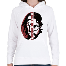 PRINTFASHION A Nagy Pénzrablás - Money Heist - La Casa de Papel - Női kapucnis pulóver - Fehér