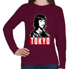 PRINTFASHION A nagy pénzrablás - Tokyo fehér - Női pulóver - Bordó