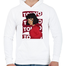 PRINTFASHION A nagy pénzrablás - TOKYO - Férfi kapucnis pulóver - Fehér