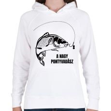 PRINTFASHION A nagy pontyvadász - Női kapucnis pulóver - Fehér