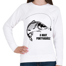 PRINTFASHION A nagy pontyvadász - Női pulóver - Fehér női pulóver, kardigán