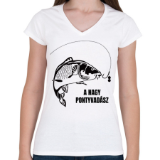PRINTFASHION A nagy pontyvadász - Női V-nyakú póló - Fehér női póló