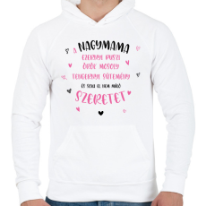 PRINTFASHION A nagymama ezernyi puszi - Férfi kapucnis pulóver - Fehér