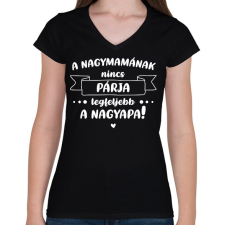 PRINTFASHION A nagymamának nincs párja - Fehér - Női V-nyakú póló - Fekete női póló