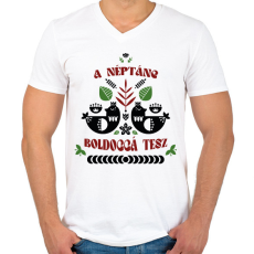 PRINTFASHION A néptánc boldoggá tesz - Férfi V-nyakú póló - Fehér