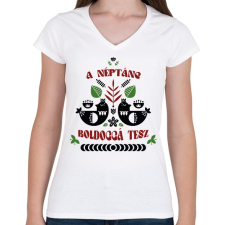 PRINTFASHION A néptánc boldoggá tesz - Női V-nyakú póló - Fehér női póló