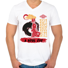 PRINTFASHION A nyúl éve - Férfi V-nyakú póló - Fehér