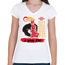 PRINTFASHION A nyúl éve - Női V-nyakú póló - Fehér női póló