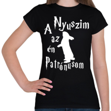 PRINTFASHION A Nyuszim az én Patrónusom - Női póló - Fekete női póló