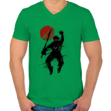 PRINTFASHION A pillanat - Férfi V-nyakú póló - Zöld férfi póló
