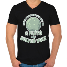PRINTFASHION A Plútó még bolygó volt - Férfi V-nyakú póló - Fekete