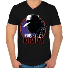 PRINTFASHION A pop királya - Férfi V-nyakú póló - Fekete férfi póló