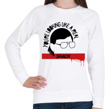 PRINTFASHION A real snack - Női pulóver - Fehér női pulóver, kardigán