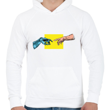PRINTFASHION A robot teremtése - Férfi kapucnis pulóver - Fehér férfi pulóver, kardigán
