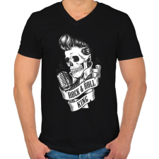 PRINTFASHION A rock királya - Férfi V-nyakú póló - Fekete férfi póló
