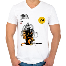 PRINTFASHION A sárkány kémleli az eget - Férfi V-nyakú póló - Fehér férfi póló