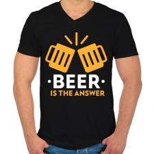 PRINTFASHION A sör a válasz - Férfi V-nyakú póló - Fekete férfi póló