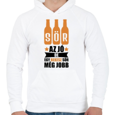 PRINTFASHION A sör az jó - Férfi kapucnis pulóver - Fehér