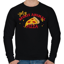 PRINTFASHION A spirituális állatom - Pizza - Férfi pulóver - Fekete férfi pulóver, kardigán