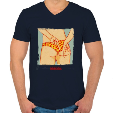 PRINTFASHION A strandröplabda sexy - Férfi V-nyakú póló - Sötétkék férfi póló