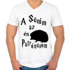 PRINTFASHION A Sünim az én Patrónusom - Férfi V-nyakú póló - Fehér